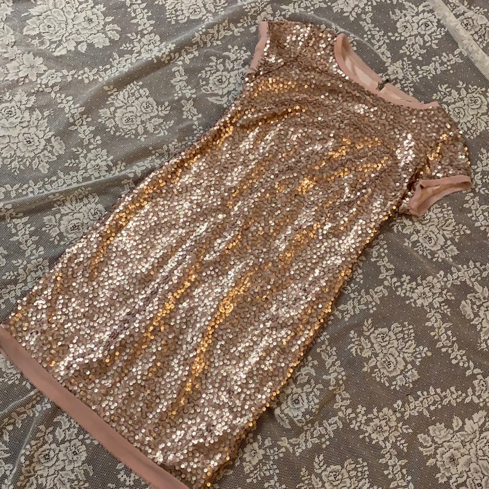 green emerald velvet dress Kate Kasin Rose Gold Sequin Maxi Gown Dress NWT